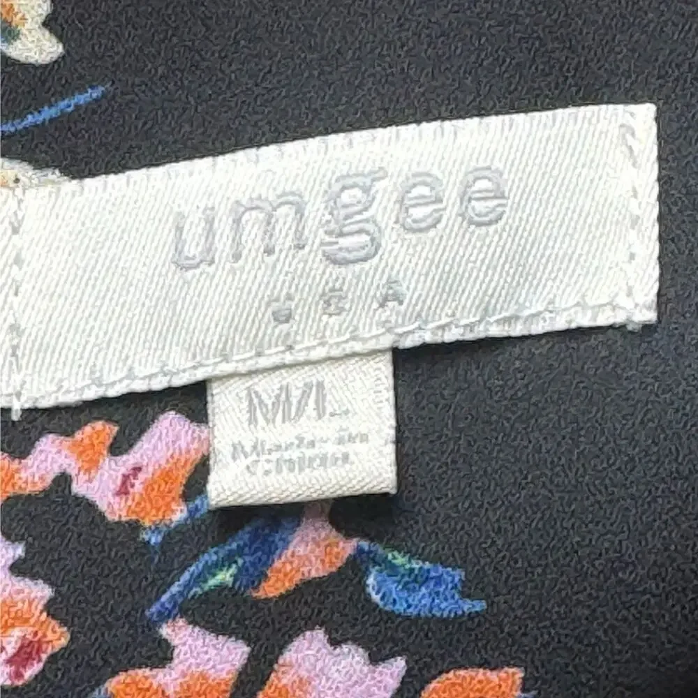Umgee Open Front Kimono Cardigan Black Multicolor Floral Crochet Lace Med/Lg